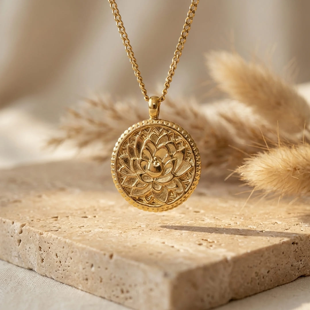 Lotus Medallion Necklace-Necklaces-Yiyae-Yiyae