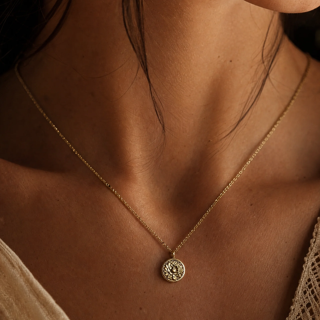 Lotus Medallion Necklace-Necklaces-Yiyae-Yiyae