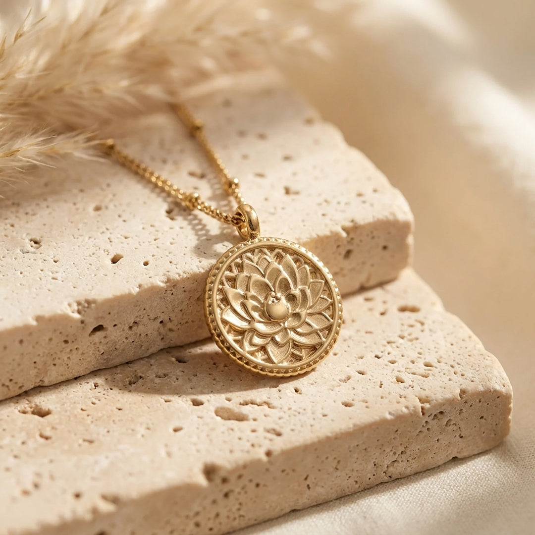Lotus Medallion Necklace-Necklaces-Yiyae-Yiyae