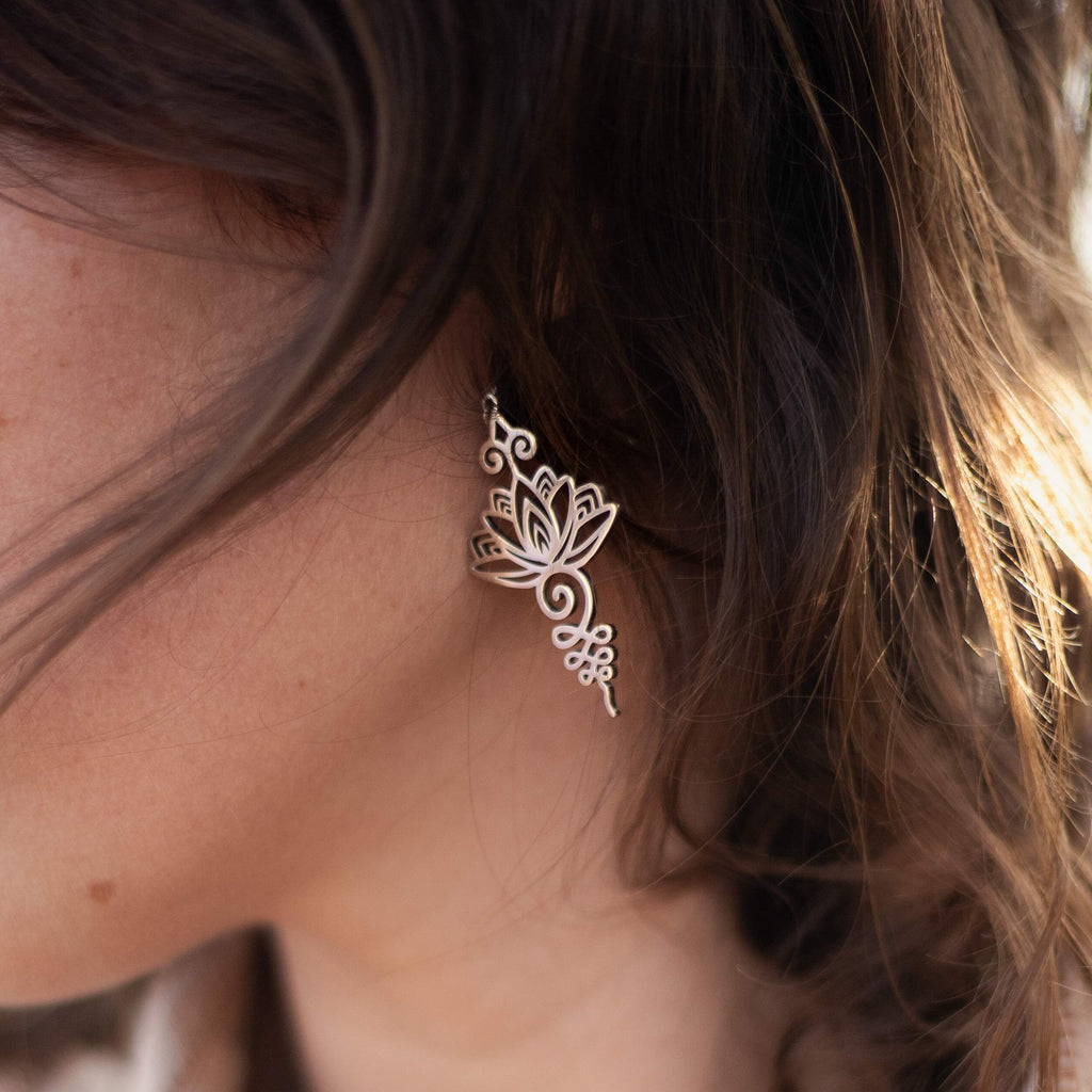 Lotus Unalome Earrings-Earrings-Yiyae-Yiyae