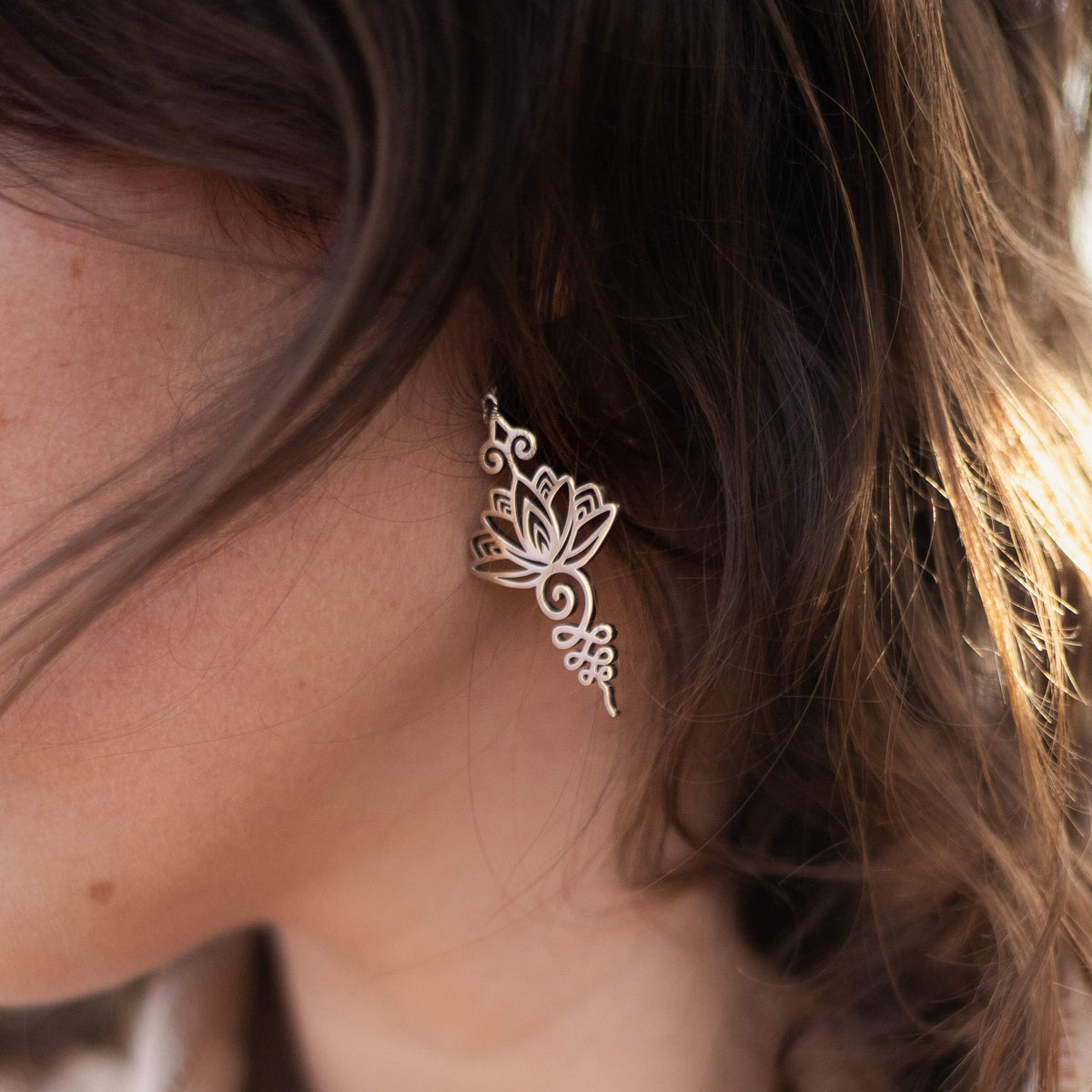 Lotus Unalome Earrings-Earrings-Yiyae-Yiyae