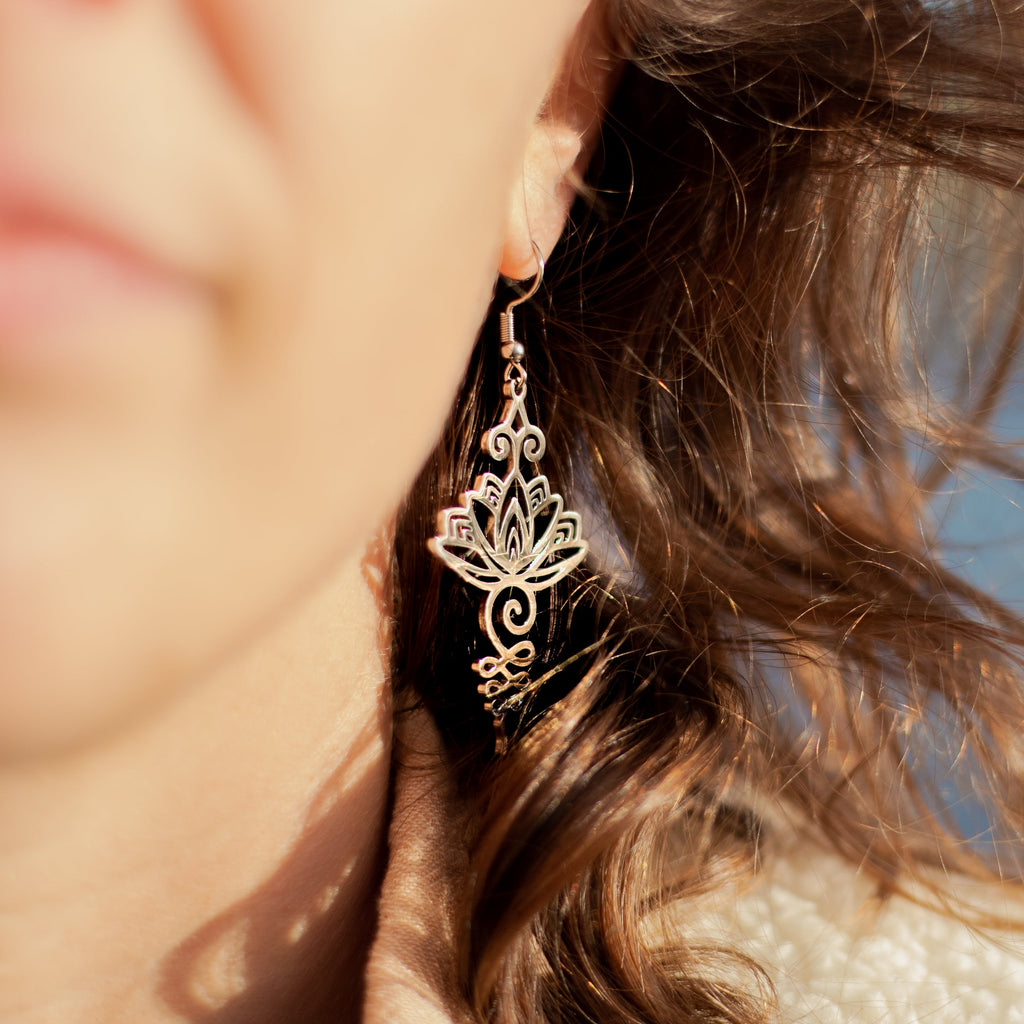 Lotus Unalome Earrings-Earrings-Yiyae-Yiyae