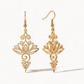 Lotus Unalome Earrings-Earrings-Yiyae-Gold-Yiyae
