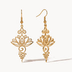 Lotus Unalome Earrings-Earrings-Yiyae-Gold-Yiyae