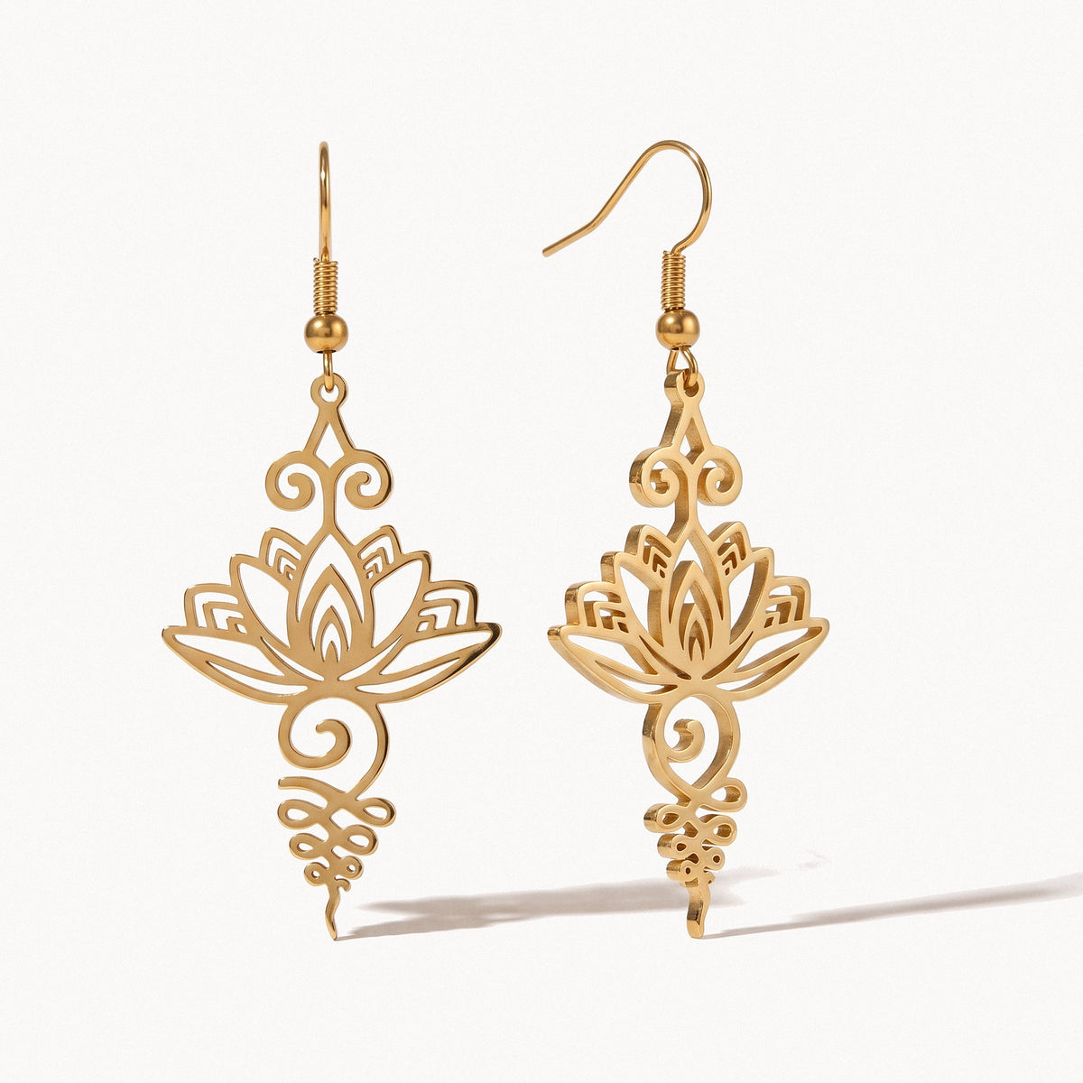 Lotus Unalome Earrings-Earrings-Yiyae-Gold-Yiyae