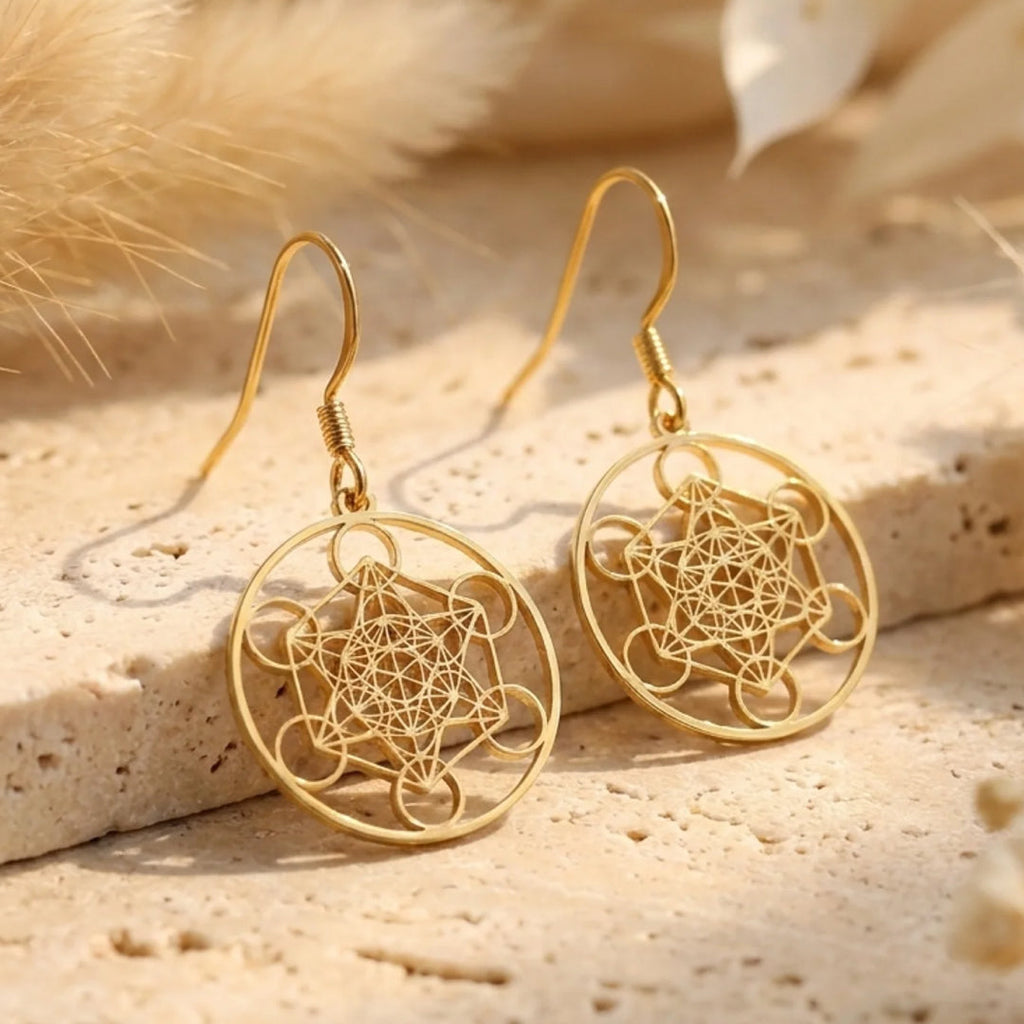 Metatron Cube Earrings-Earrings-Yiyae-Yiyae