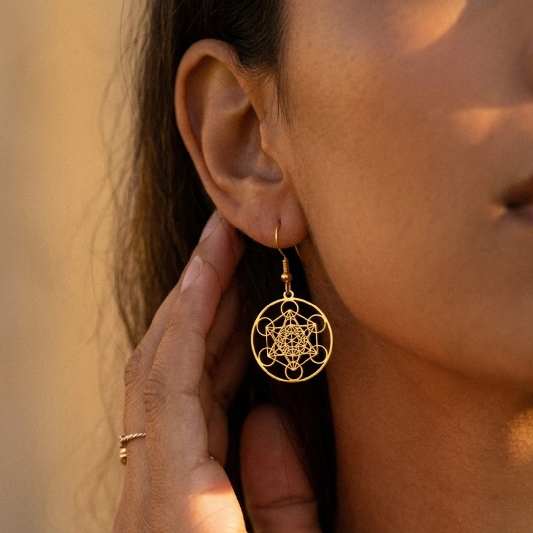Metatron Cube Earrings-Earrings-Yiyae-Yiyae
