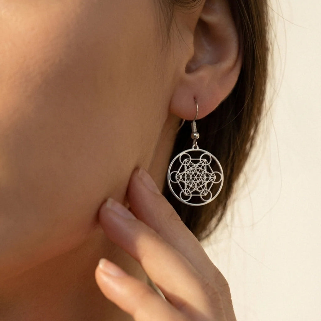 Metatron Cube Earrings-Earrings-Yiyae-Yiyae