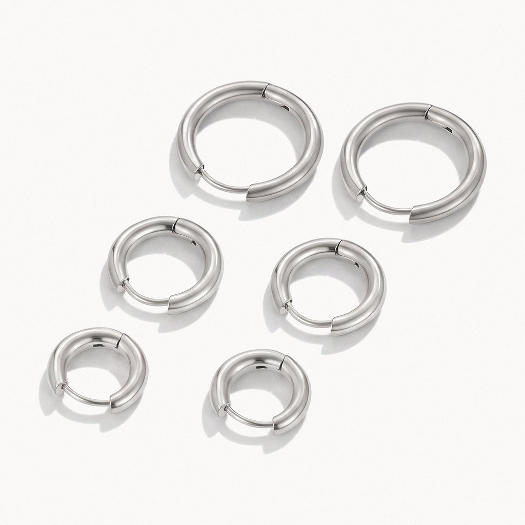 Mini Hoop Earring Set-Earrings-Yiyae-Silver-Yiyae