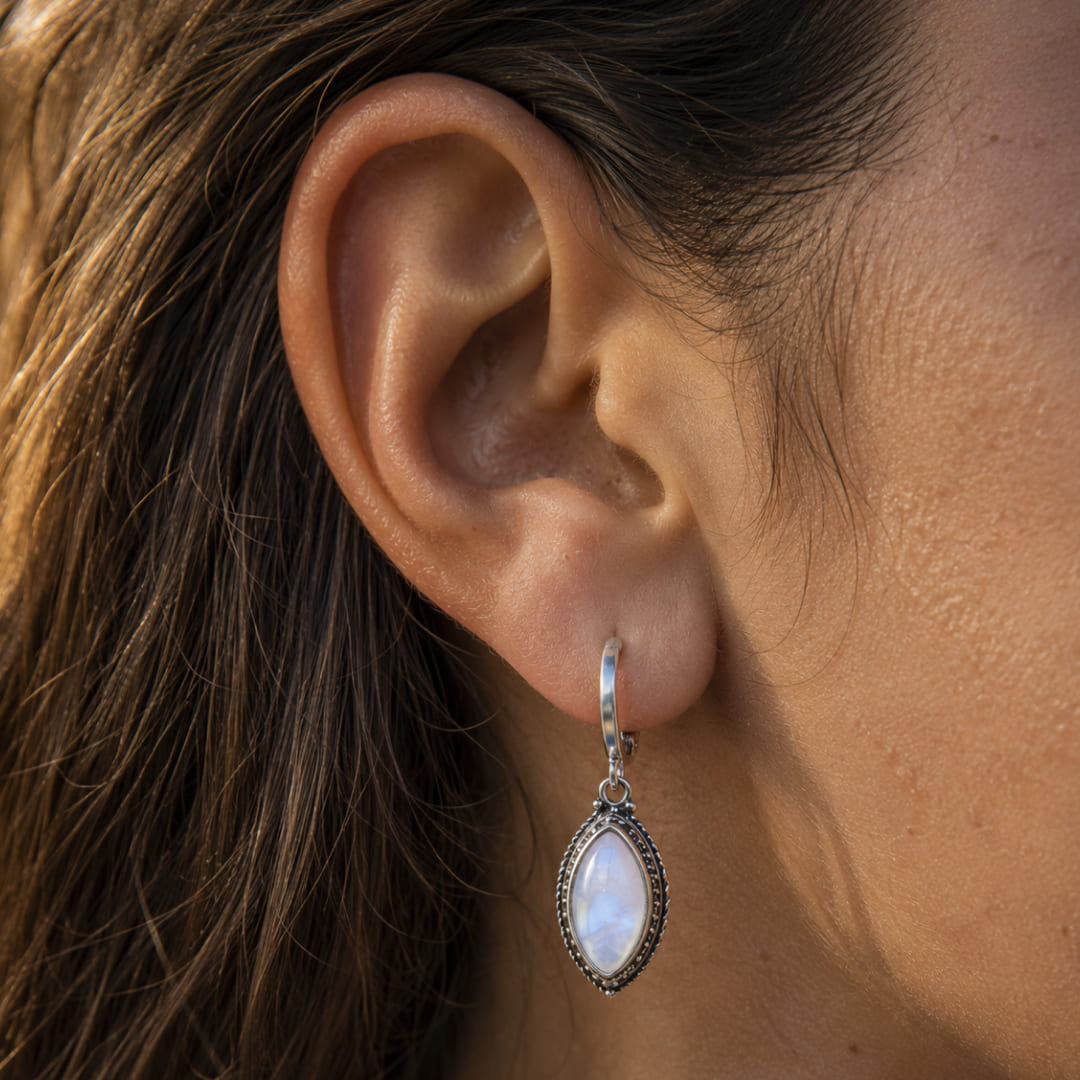 Moonstone Drop Earrings-Earrings-Yiyae-Yiyae