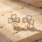 Mother-of-Pearl Clover Studs-Earrings-Yiyae-Yiyae