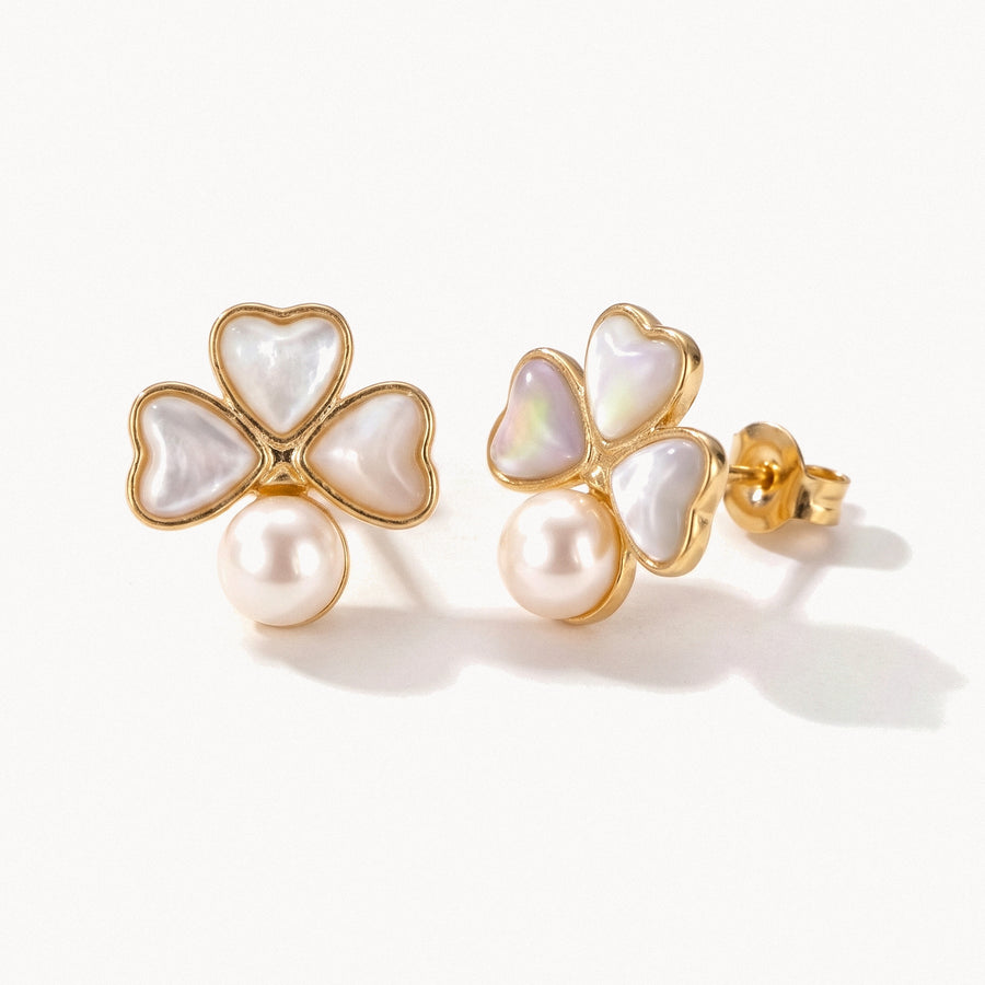 Mother-of-Pearl Clover Studs