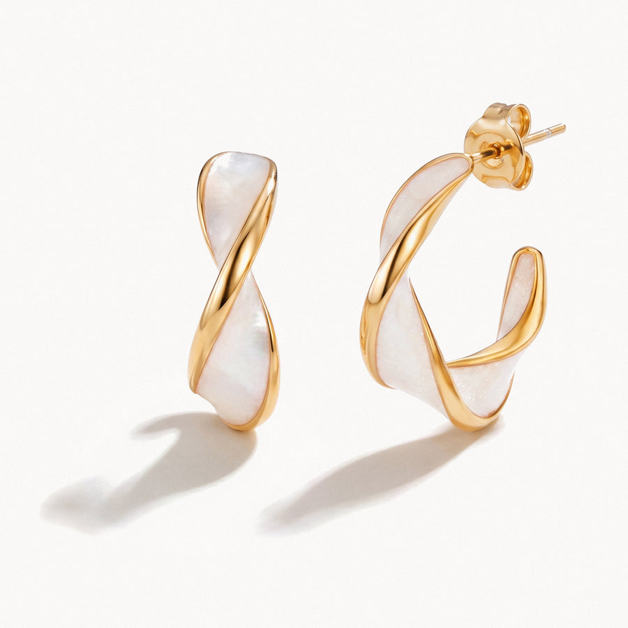 Mother-of-Pearl Twist Hoops