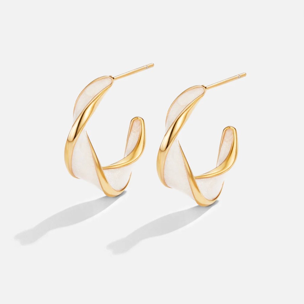 Mother-of-Pearl Twist Hoops-Earrings-Yiyae-Yiyae