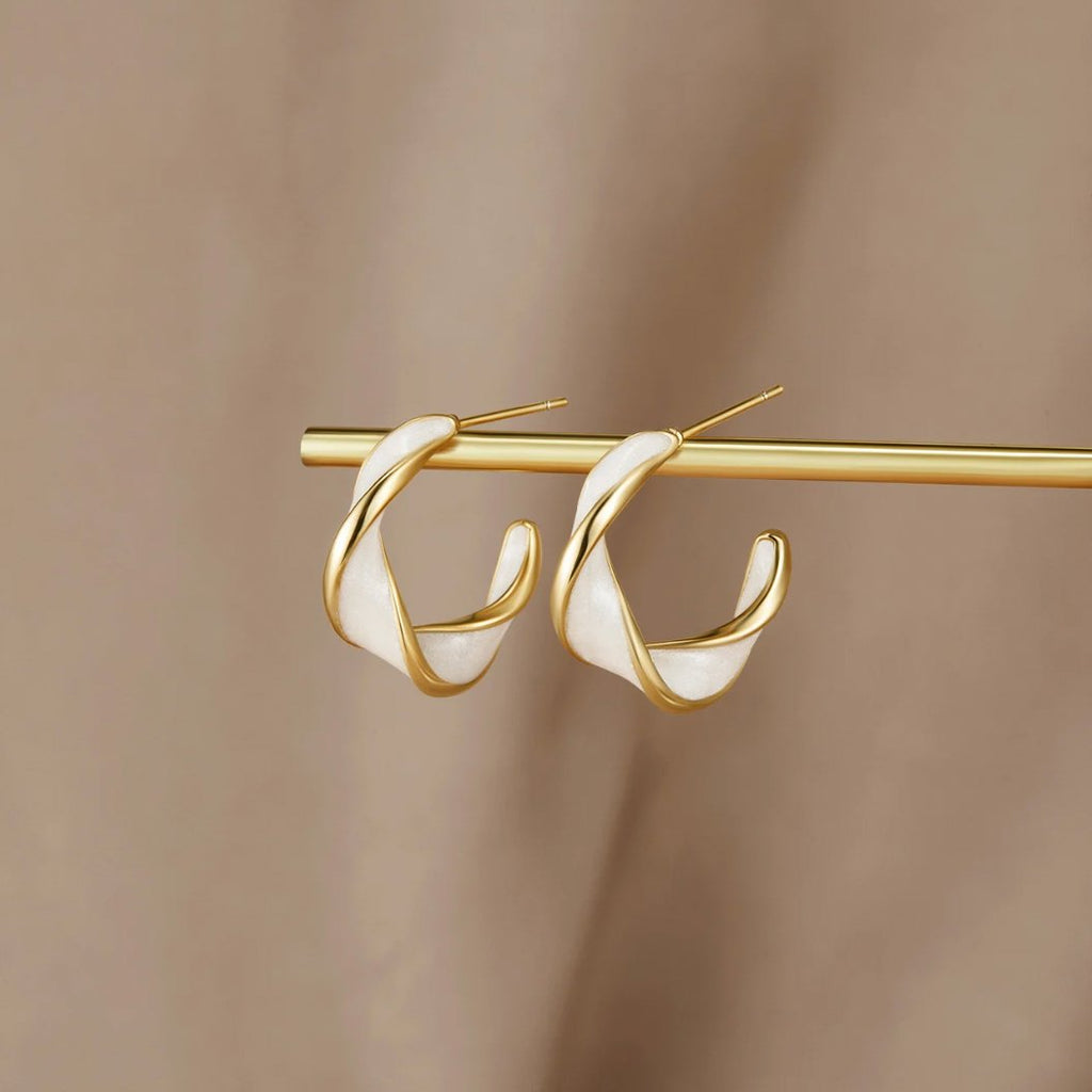 Mother-of-Pearl Twist Hoops-Earrings-Yiyae-Yiyae