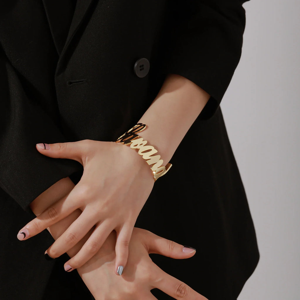 Name Cuff Bangle-Bracelets-Yiyae-Yiyae