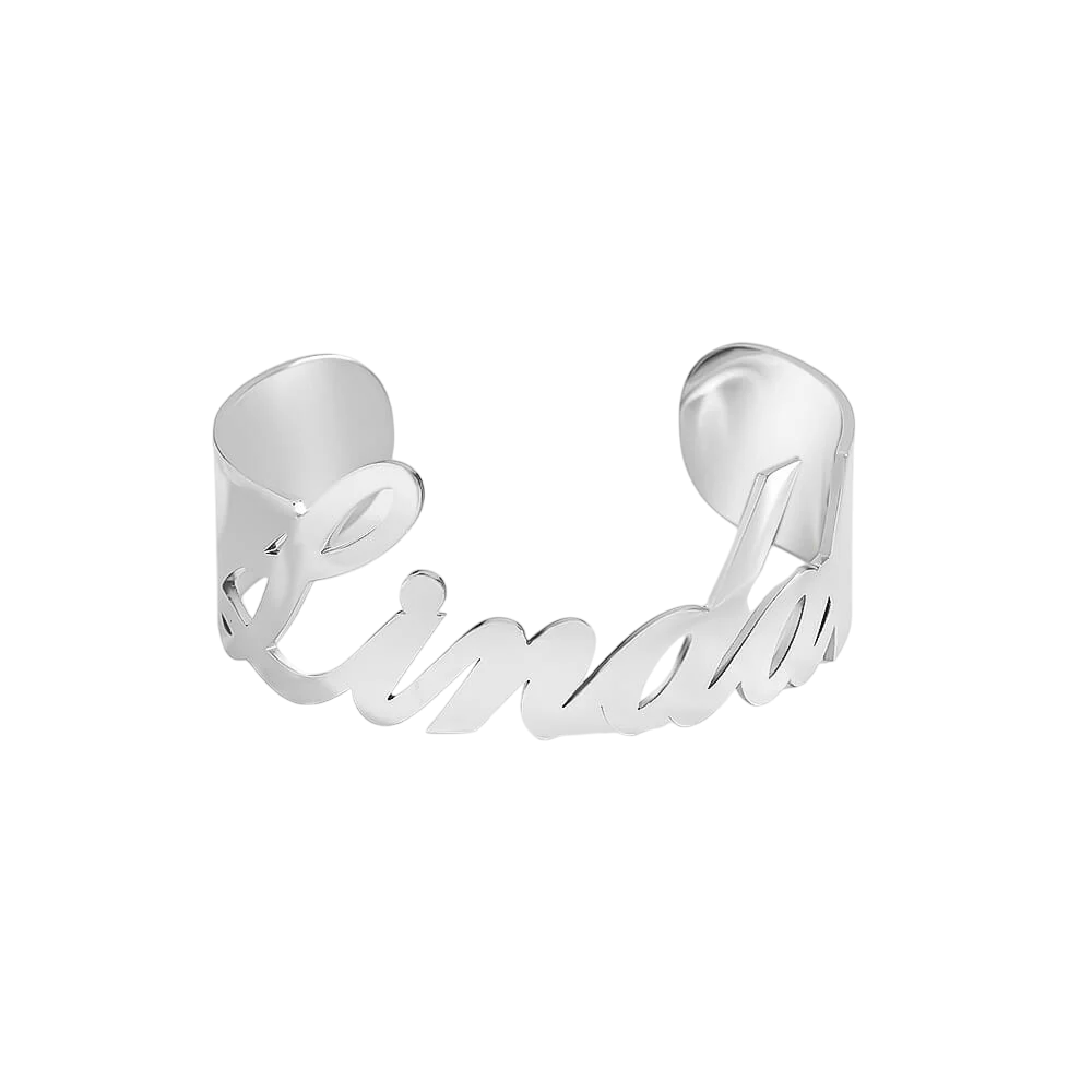 Name Cuff Bangle-Bracelets-Yiyae-Silver-Yiyae