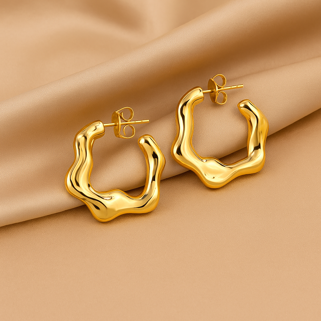 Organic Shape Hoop Earrings-Earrings-Yiyae-Yiyae