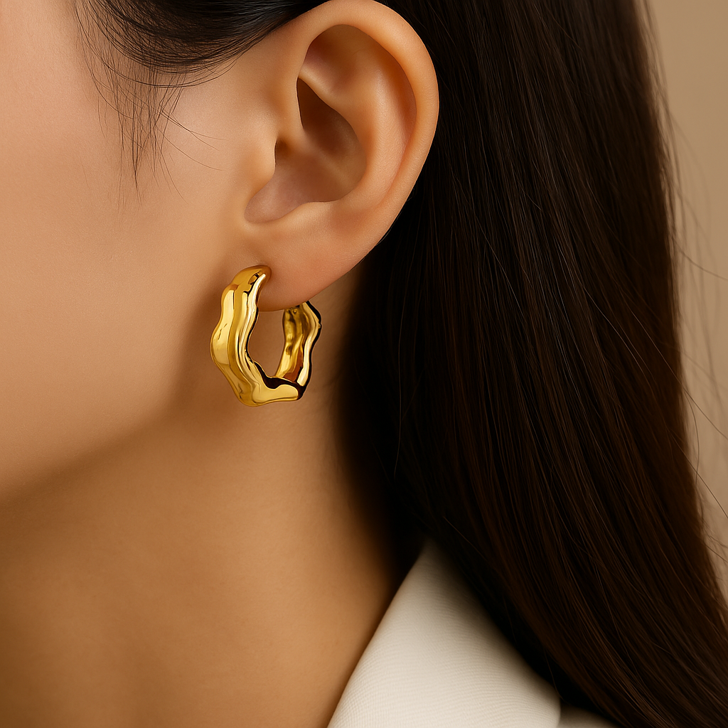 Organic Shape Hoop Earrings-Earrings-Yiyae-Yiyae