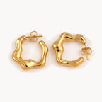 Organic Shape Hoop Earrings-Earrings-Yiyae-Gold-Yiyae