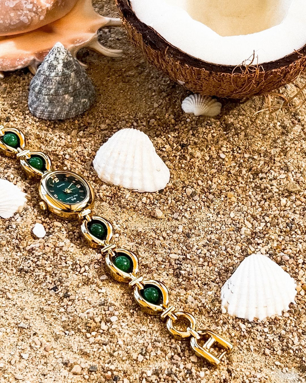 Oval Pearl-Detail Watch-Watches-Yiyae-Gold/Green-Yiyae