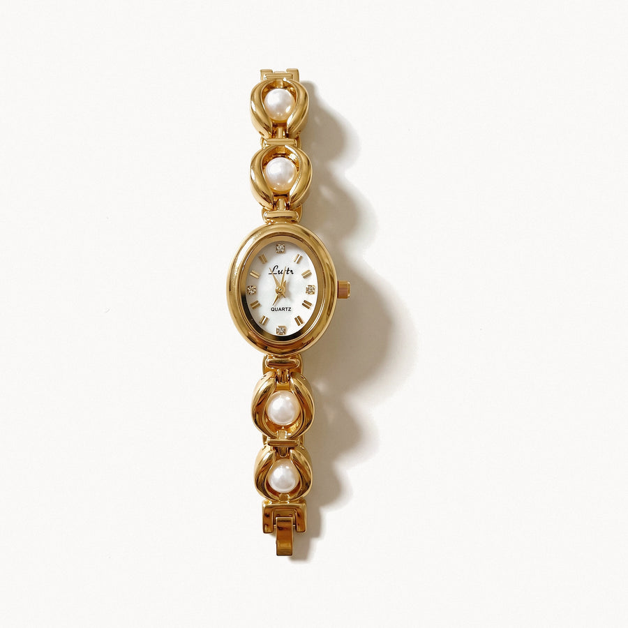 Oval Pearl-Detail Watch