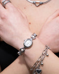 Oval Pearl-Detail Watch-Watches-Yiyae-Silver/White-Yiyae