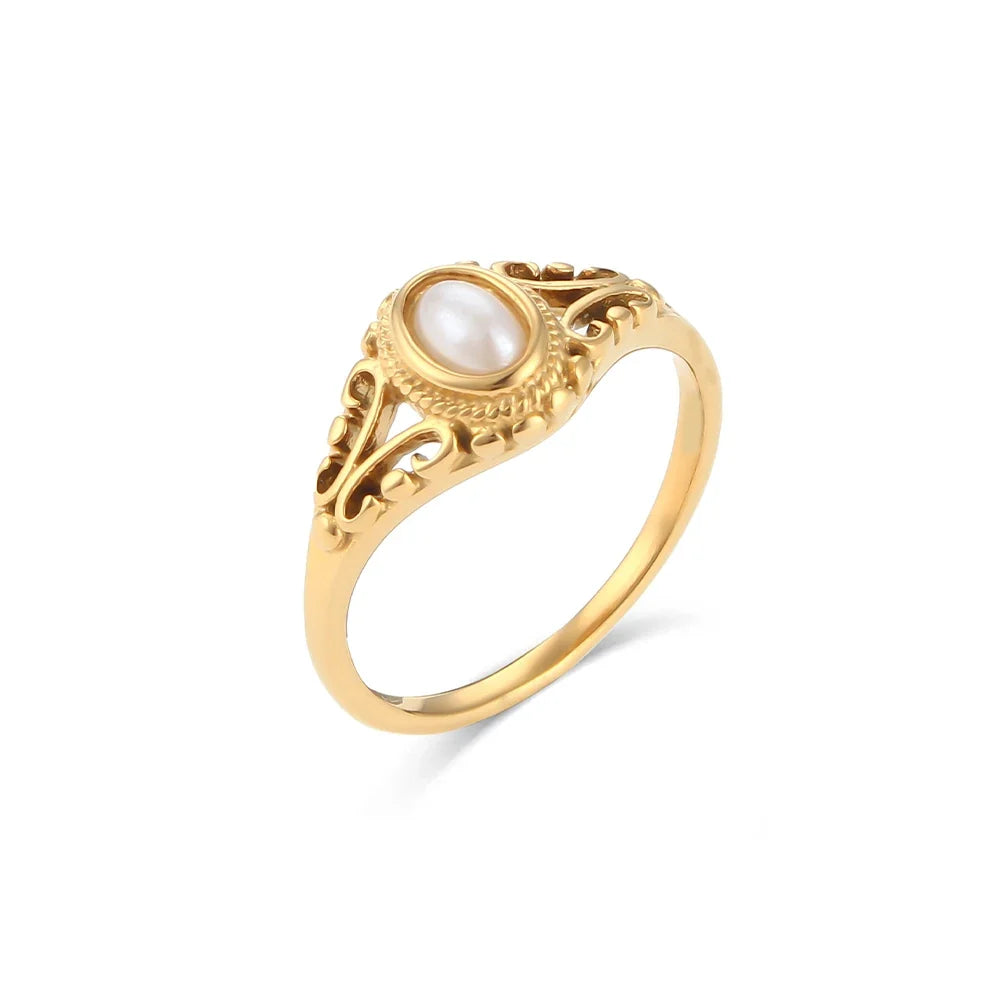 Oval Pearl Ring-Rings-Yiyae-Yiyae