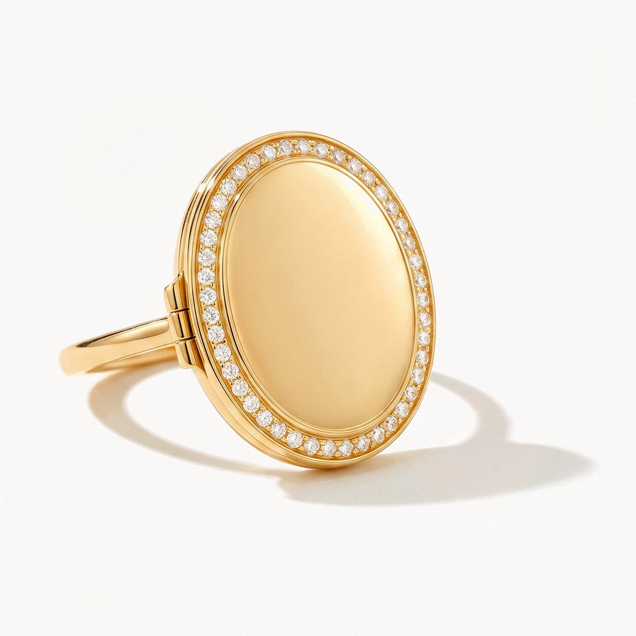 Oval Photo Locket Ring