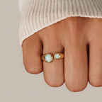 Pale Blue Double Stone Ring-Rings-Yiyae-Yiyae
