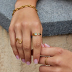 Pale Blue Double Stone Ring-Rings-Yiyae-Yiyae