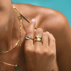 Pale Blue Double Stone Ring-Rings-Yiyae-Yiyae