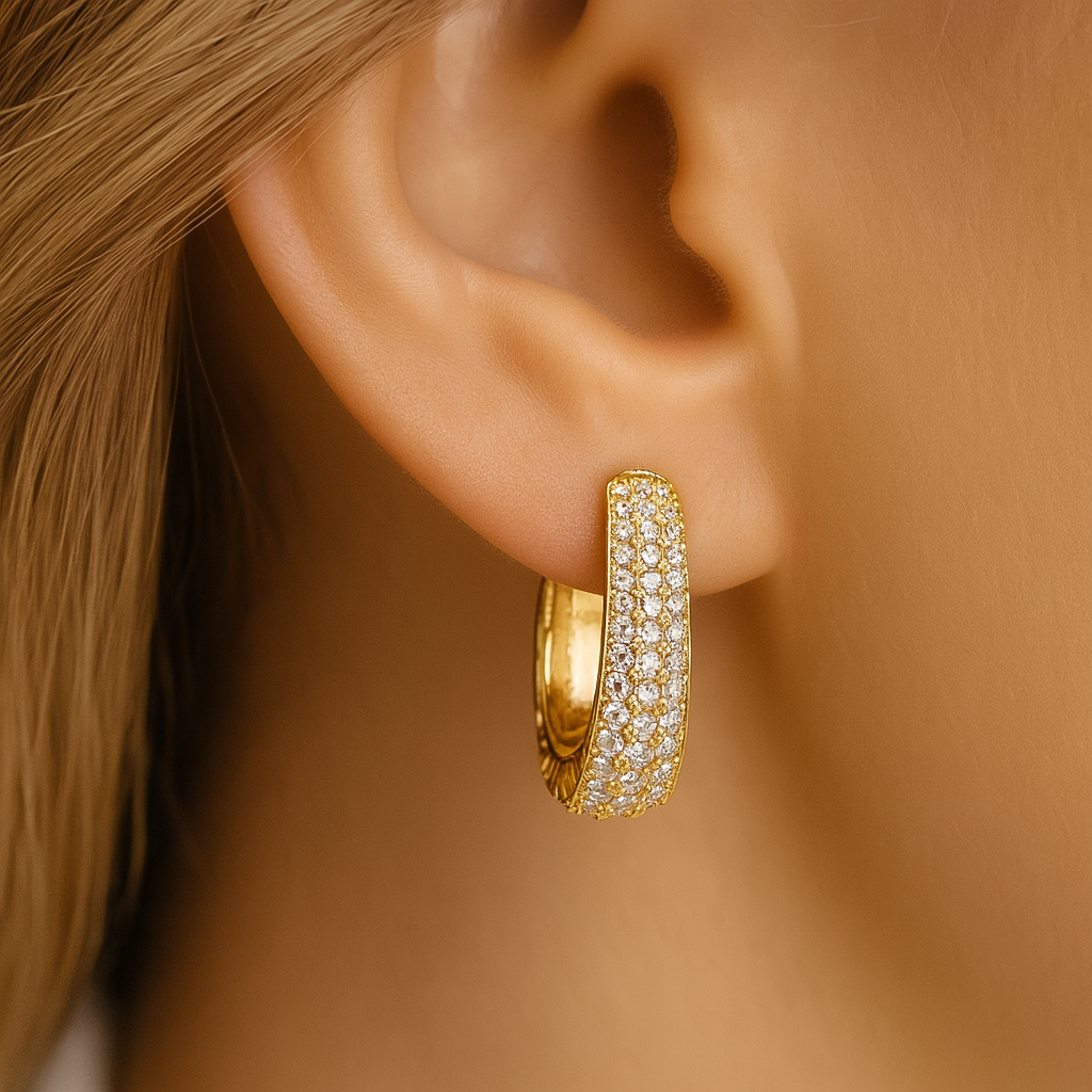 Pavé Hoop Earrings-Earrings-Yiyae-Yiyae