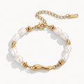White Pearl Gold Bracelet