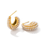 Pearl-Effect Hoop Earrings-Earrings-Yiyae-Yiyae