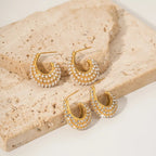 Pearl-Effect Hoop Earrings-Earrings-Yiyae-Yiyae