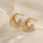 Pearl-Effect Hoop Earrings-Earrings-Yiyae-Yiyae