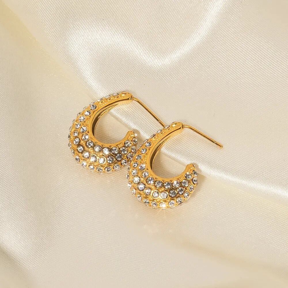 Pearl-Effect Hoop Earrings-Earrings-Yiyae-Yiyae