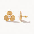 Pearl Flower Studs-Earrings-Yiyae-Gold-Yiyae
