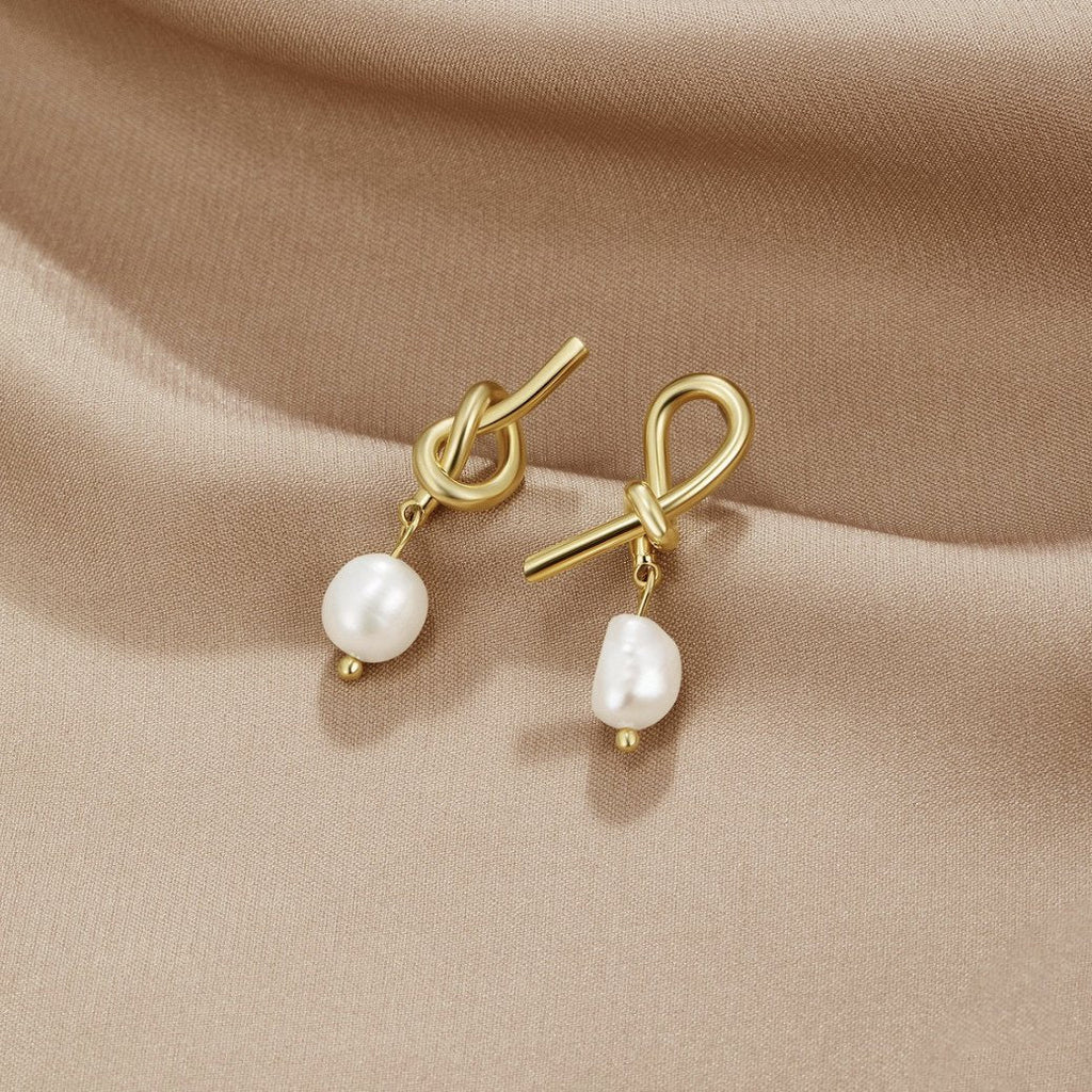 Pearl Loop Drop Earrings-Earrings-Yiyae-Yiyae