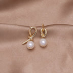 Pearl Loop Drop Earrings-Earrings-Yiyae-Yiyae