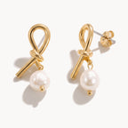 Pearl Loop Drop Earrings-Earrings-Yiyae-Gold-Yiyae