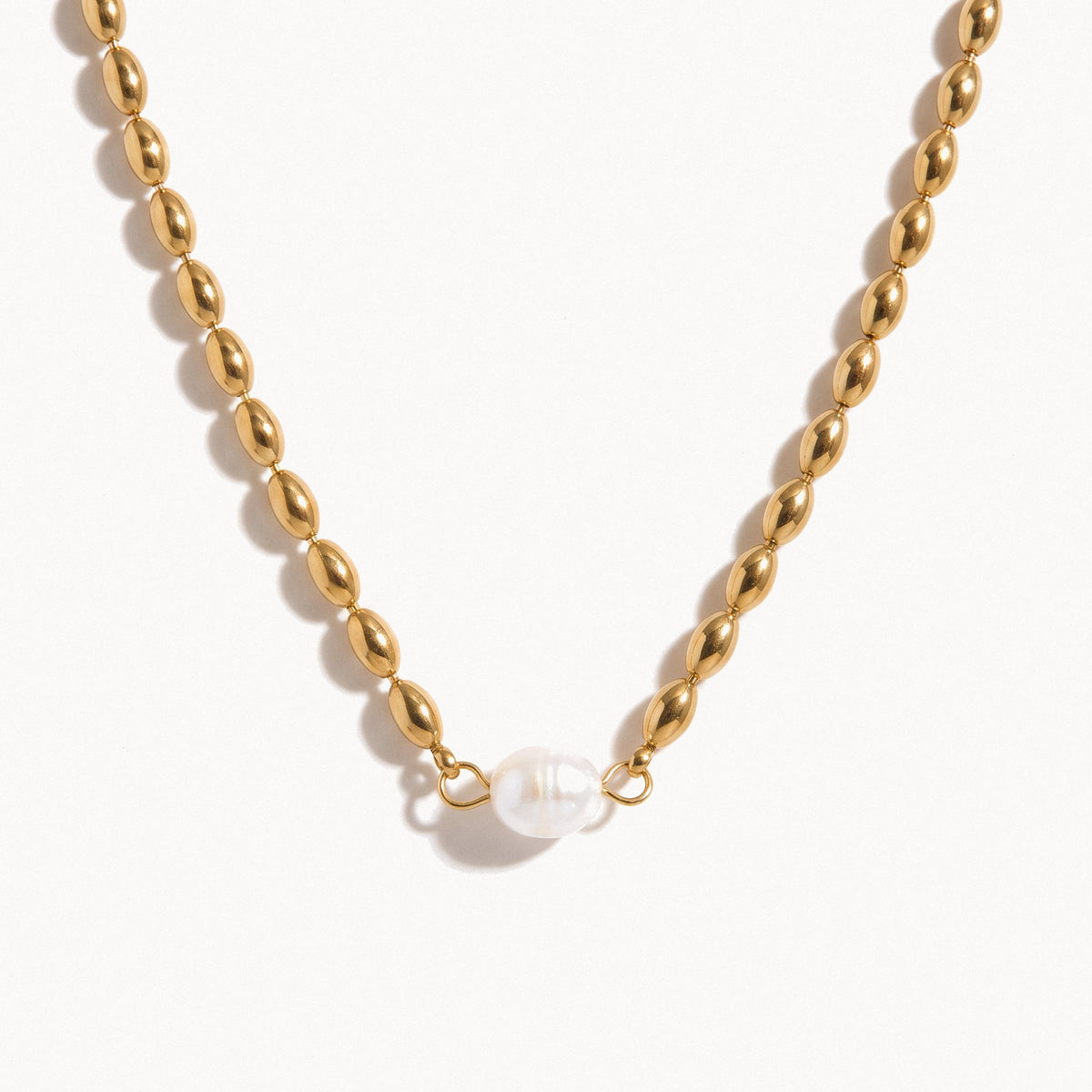 Pearl Paperclip Necklace-Necklaces-Yiyae-Gold-Yiyae