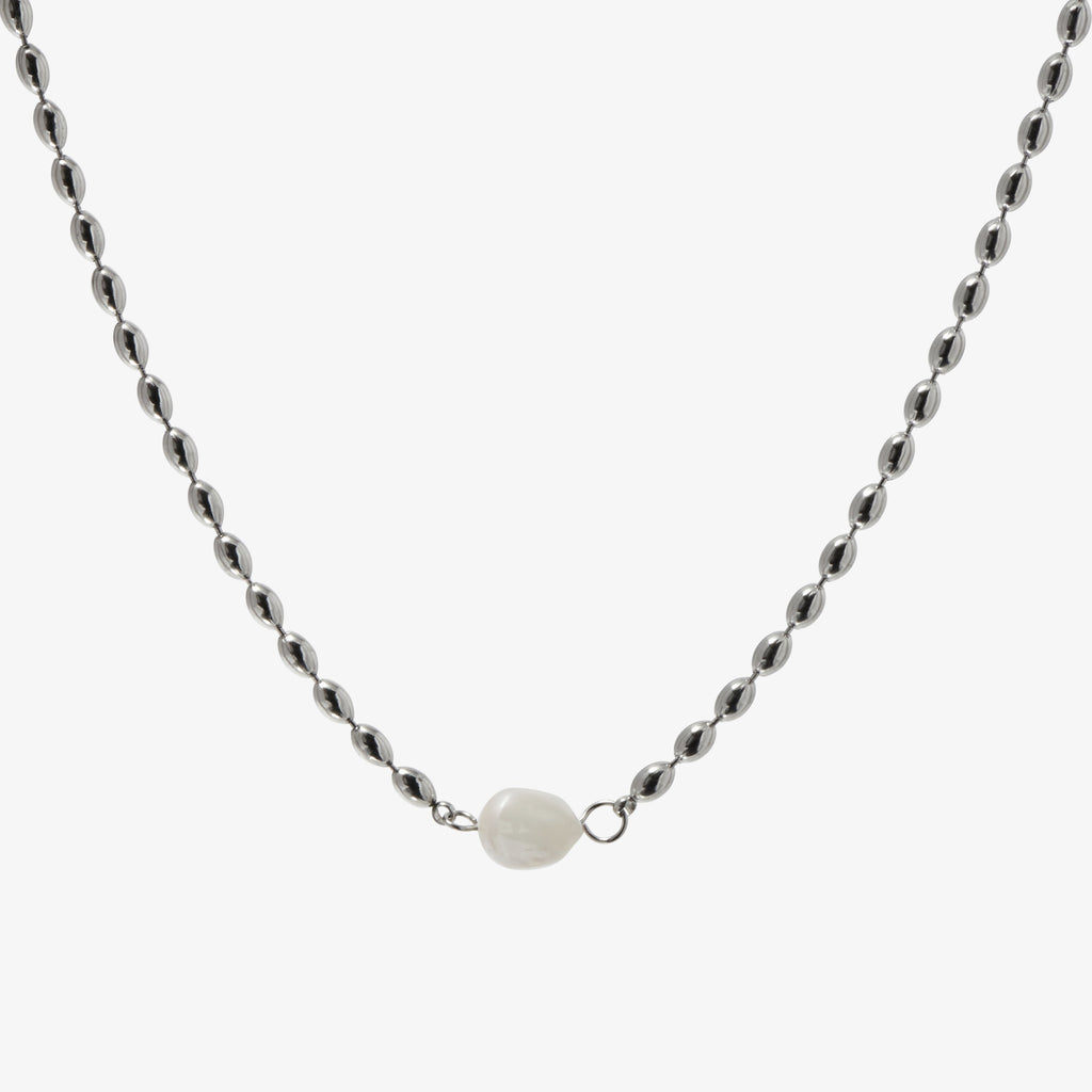 Pearl Paperclip Necklace-Necklaces-Yiyae-Silver-Yiyae