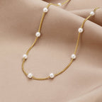 Pearl Station Necklace-Necklaces-Yiyae-Yiyae