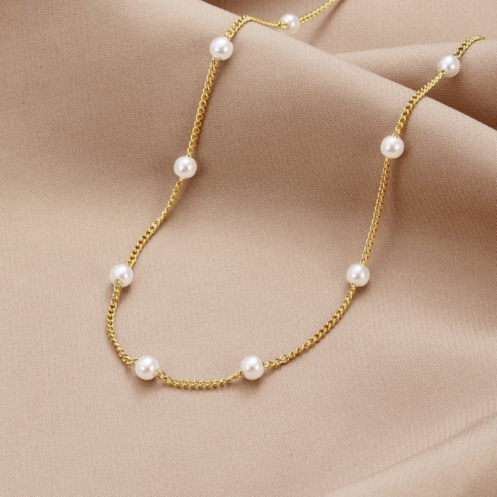 Pearl Station Necklace-Necklaces-Yiyae-Yiyae
