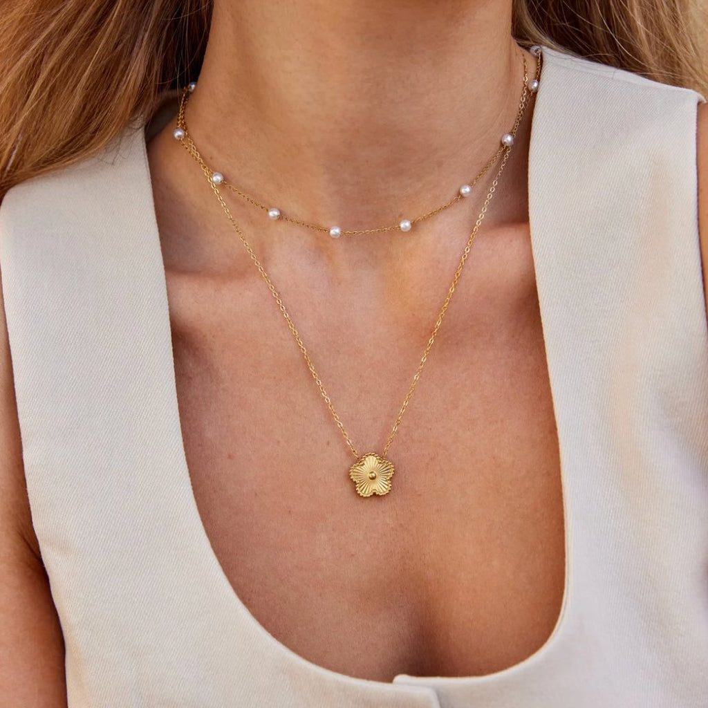 Pearl Station Necklace-Necklaces-Yiyae-Yiyae