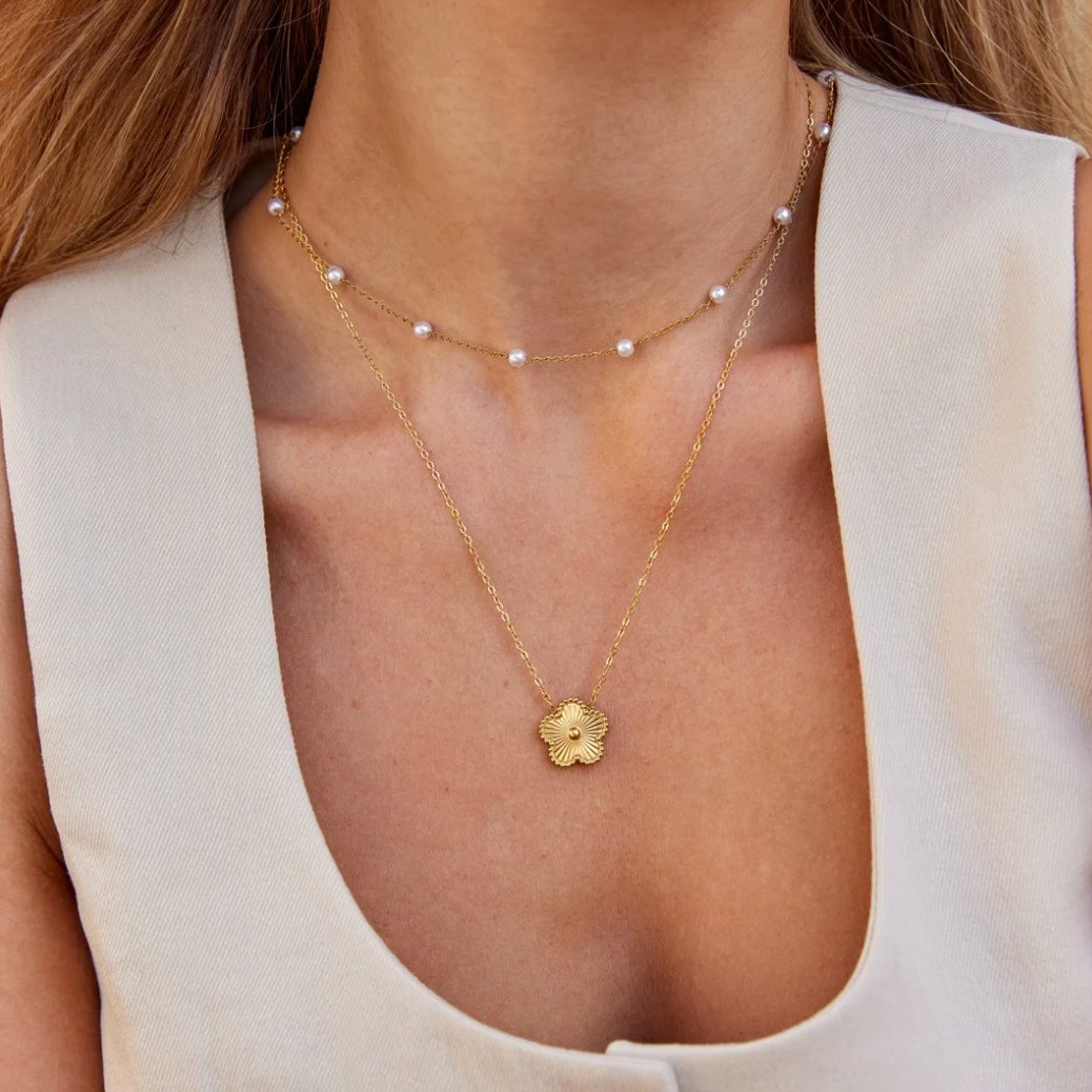 Pearl Station Necklace-Necklaces-Yiyae-Yiyae