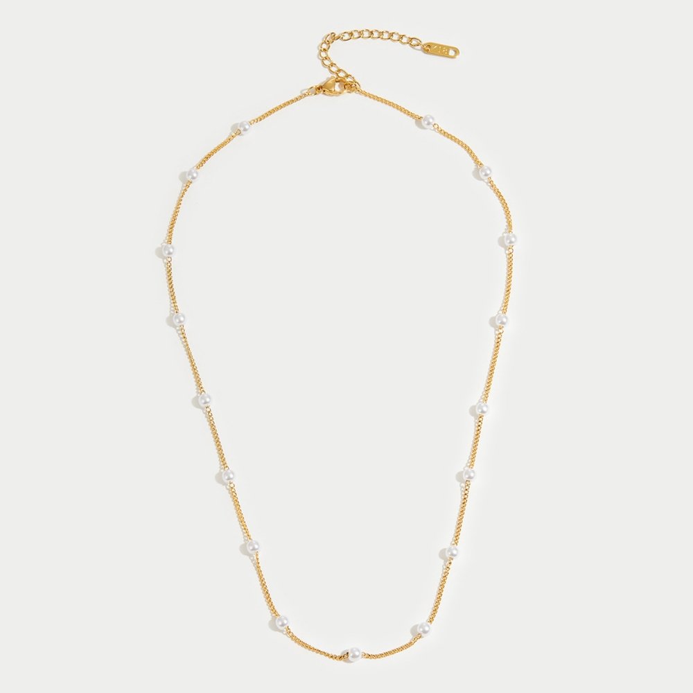 Pearl Station Necklace-Necklaces-Yiyae-Yiyae