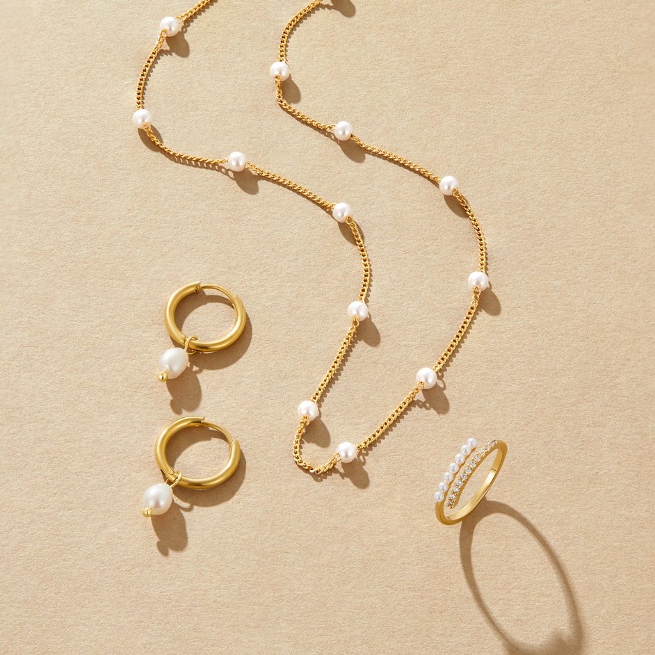 Pearl Station Necklace-Necklaces-Yiyae-Yiyae